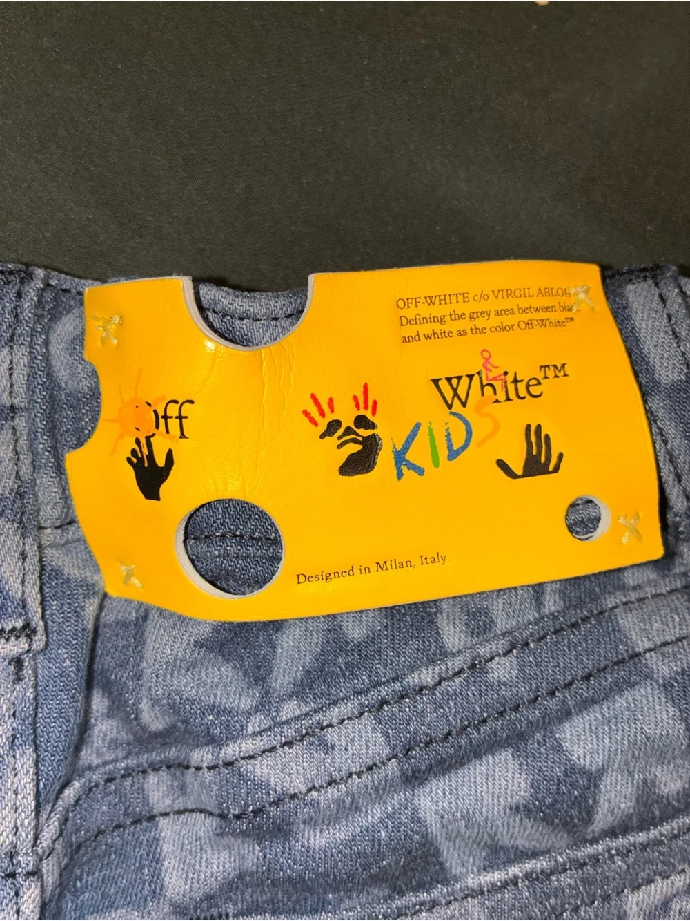Off-White Light Blue Logo Print Kids Jeans Virgil Abloh